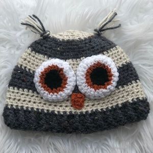 Crochet owl hat- size 12-24 month